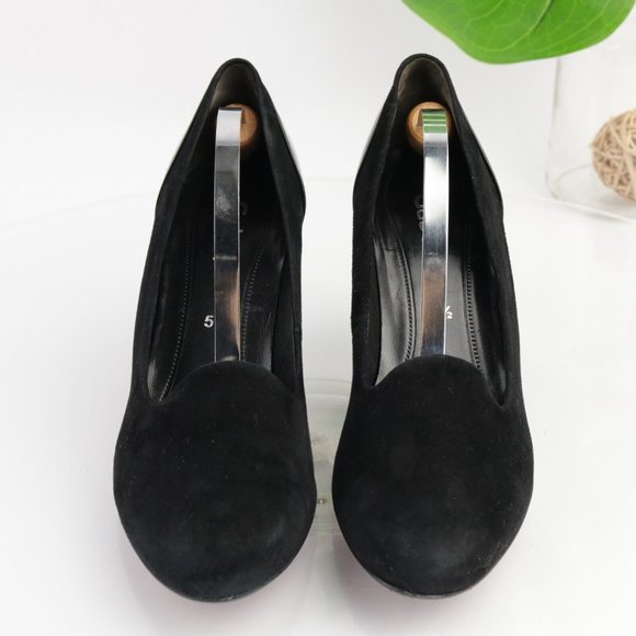 Gabor Women's Vision Pump Size 7.5 Mid Heel Black Suede Patent Slip On Shoe - Picture 3 of 13